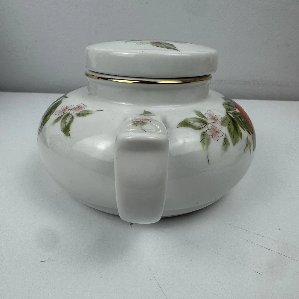Vtg Andrea by Sadek Japan Porcelain Teapot Fruit Floral Cottagecore Tea Pot‎